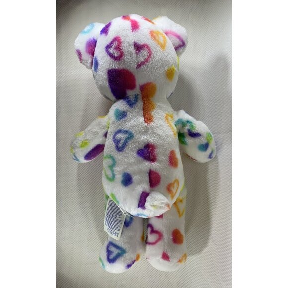 Build-A-Bear Rainbow Hearts Teddy Bear White Plush Valentine Stuffed Animal 18" - Picture 8 of 13